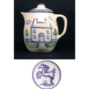  Coffee Pot Large, Blue Horse Pattern
