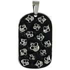 INOX Silver tone Overlay Stainless Steel Dog Tag Skull Pendant W/24 