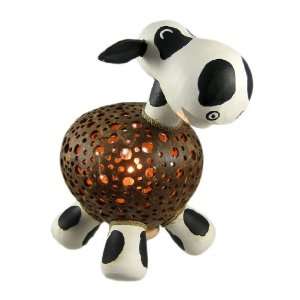  Natural Coconut Shell Holstein Cow Accent Lamp