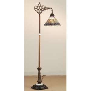   Floor Lamp, Mahogany Bronze Finish with Plum Colored Art Home