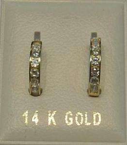 New 14K Gold Medium Huggy Earrings w/Dias Free Ship!  