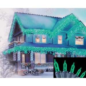   100 Minty Green Icicle Christmas Lights   Green Wire