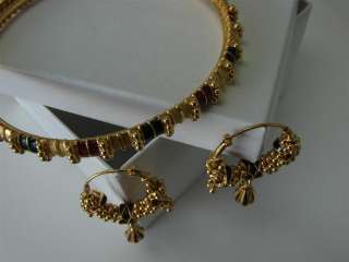 22K Enamel Bracelet / Earring Set  