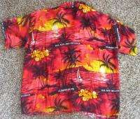 EUC Mens Red Tropical Sunset Shirt Guadeloupe Hawaiian  