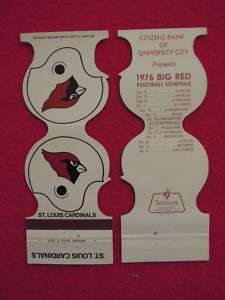 1976 St Louis Cardinals Matchbook Football Schedule  