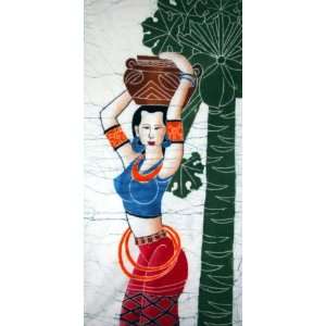   Chinese Painting Batik Tapestry Miao Girl Wall Decor: Everything Else