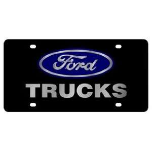  Ford Trucks License Plate on Black Steel: Automotive