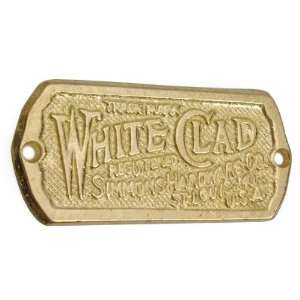  White Clad Icebox Label Brass