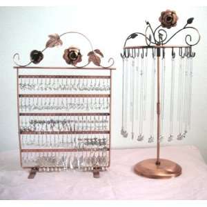 on Top Copper Metal Rotating Necklace & Earring Stand~Organizer~Holder 