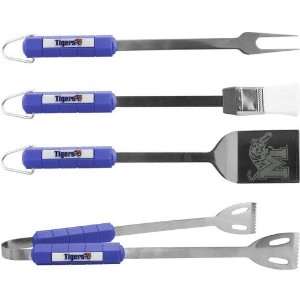  Memphis Tigers Stainless Steel Royal Blue 4 Piece BBQ Set 
