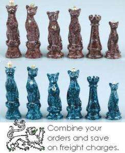 Chess Set Pieces Faux Marble Cats NIB  