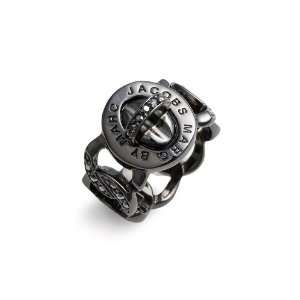 MARC BY MARC JACOBS Katie Boxed Pavé Turnlock Ring   Black/Hematite 