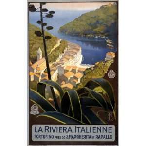  1920 Travel Poster for Italian Riviera at Portofino