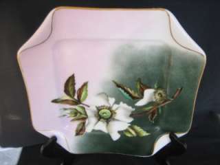 Haviland Limoges Handpainted Square Floral Plate Signed  