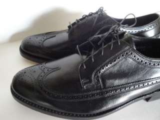   FLORSHEIM Wing Tip Shoes 10 NOS Black Leather Dress Loafers Longwing
