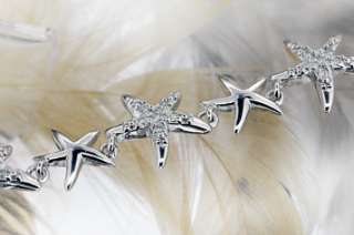 Sterling Silver Fashion Starfish White CZ Bracelet  