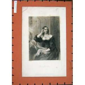   1848 Antique Portrait Flora Macivor Lady Woman Print: Home & Kitchen