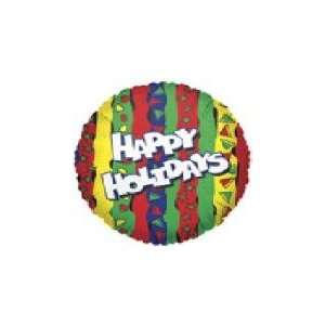  9 Airfill Happy Holiday Stripes M325   Mylar Balloon Foil 