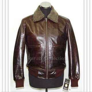 Jones Brown Mens Fur Collar Pilot Bomber Leather Jacket  