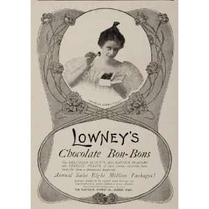  1902 Ad Lowneys Chocolate Bon Bons Candies Candy Box 
