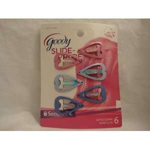 Goody, Slide Proof Lovey Dovey Snap Clips (6 Clips 2 Pink 
