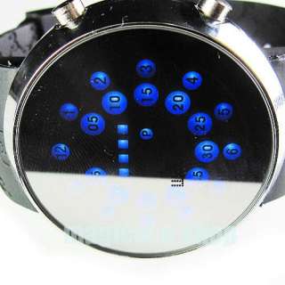 Unique Design Blue LED Dot Matrix Mens Sport Watch  