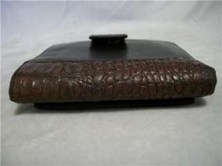 BRAHMIN Croco Embossed & Black Leather Wallet Clutch Bag  