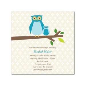  Baby Shower Invitations   Little Hoot Aqua By Dwell Baby