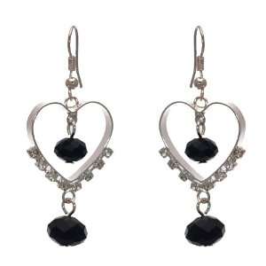  Jovial Silver Jet Crystal Hook Earrings: Jewelry