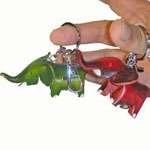 Genuine Leather Key Chain/Bag Charm,Lovely Elephant Shape,Brown,Red 