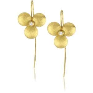   Reflections Clover 22k Gold with Diamond Handmade Earrings Jewelry