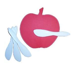 Linden Sweden Daloplast Red Apple Cutting Board with 4 white spreaders