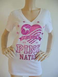 NWT Cute Victoria Secret Pink Nation Bling T Shirt L Lot 10 T Shirts 