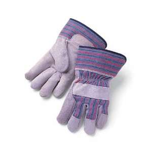  Gray leather palm work glove, 2 1/2 rubberized cuff 