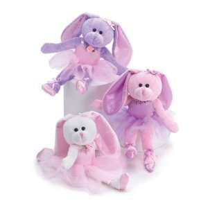   Set of 3 Ballerina Plush Bunnies 10.5 Pink & Lavenders Toys & Games
