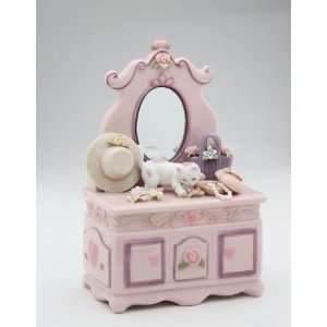  Fine Porcelain Pink Dresser Musicals Box Collection 
