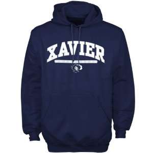   Xavier Musketeers Navy Blue Mascot Bar Hoody Sweatshirt: Sports