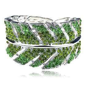   Crystal Rhinestone Leaf Plant Design Bracelet Bangle Cuff Jewelry