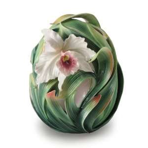   Orchid Flower Design Porcelain Mid Size Vase Patio, Lawn & Garden