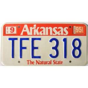   , The Natural State License Plate with blue numbers 