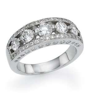  18k White Gold 5 Stone Ring with Channel: Jewelry