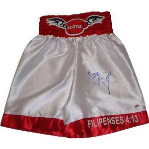 Miguel Cotto Autographed Red and White Fight Model Boxing Trunks 