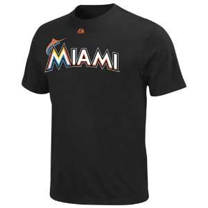   Miami Marlins Official Wordmark T Shirt   Black: Sports & Outdoors