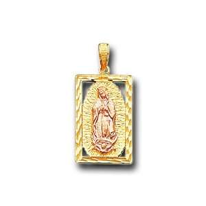 14K Yellow Pink Gold Virgin Guadalupe Charm Pendant 