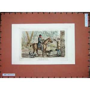  Colour Antique Print Earth Stopper Man Horse Dogs