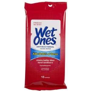   Antibacterial Hand Moist Wipes Travel Pack 15ct, Fresh (Quantity of 9