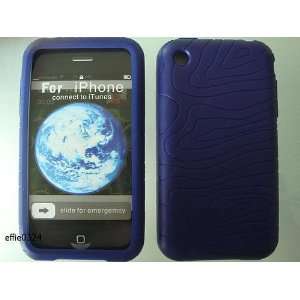  iPhone Swirly Line Skin Case Cover Silicone Dark Blue T 