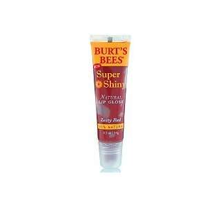 Burts Bees Super Shiny Natural Lip Gloss Zesty Red (Quantity of 4)