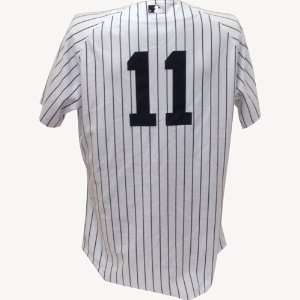 Brett Gardner #11 Yankees 2010 Game Used Fathers Day White Pinstripe 
