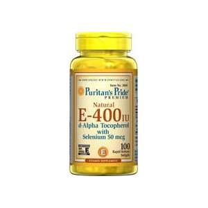  Natural Vitamin E 400 IU with Selenium 400 IU 100 Softgels 